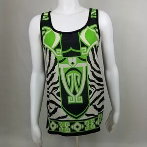 August Silk Womens Size S Black Green Sleeveless Top